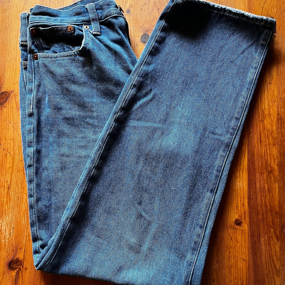 Madewell Baggy Straight Jeans in Dark Worn Indigo Wash